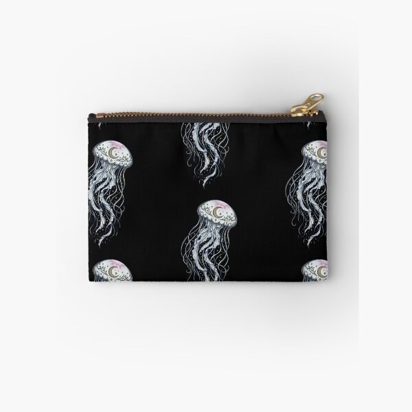 Item preview, Celestial Jellyfish with Crescent Moon and Stars Victorian Occult Style Midnight Blue Gold Illustration designed and sold by OnPointOutfits.