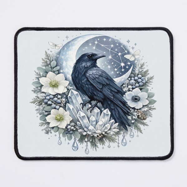 Item preview, Winter Raven Constellation Moon Botanical Wreath designed and sold by SasmitaStudioCo.