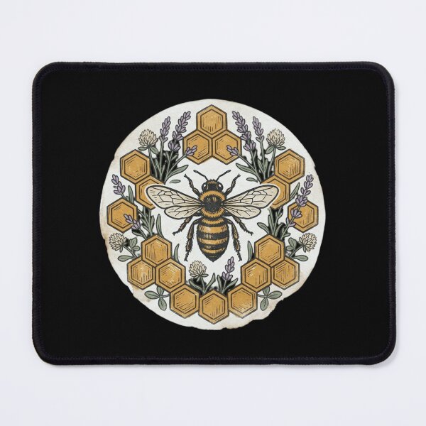 Item preview, Vintage Honeybee and Honeycomb Circular Badge with Lavender and Clover Distressed Seed Packet Botanical Art designed and sold by OnPointOutfits.