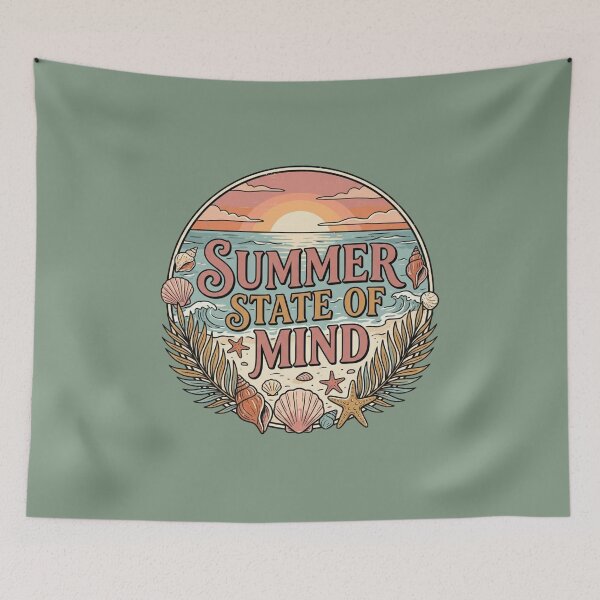Item preview, Summer State Of Mind Vintage Circular Beach Sunset Seashell designed and sold by PACS0011.