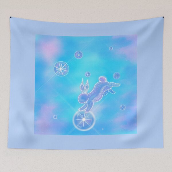 Item preview, Celestial Bunny Floating Through Star Bubbles | Dreamy Fantasy Animal Art designed and sold by Astral-AL.