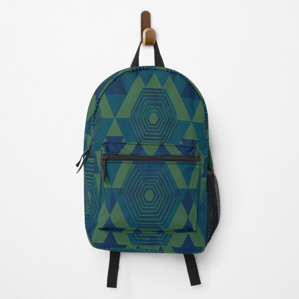 Item preview, Forest Green and Navy Geometric Hexagon Pattern designed and sold by zenjiinspired.
