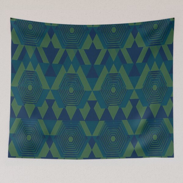 Item preview, Forest Green and Navy Geometric Hexagon Pattern designed and sold by zenjiinspired.