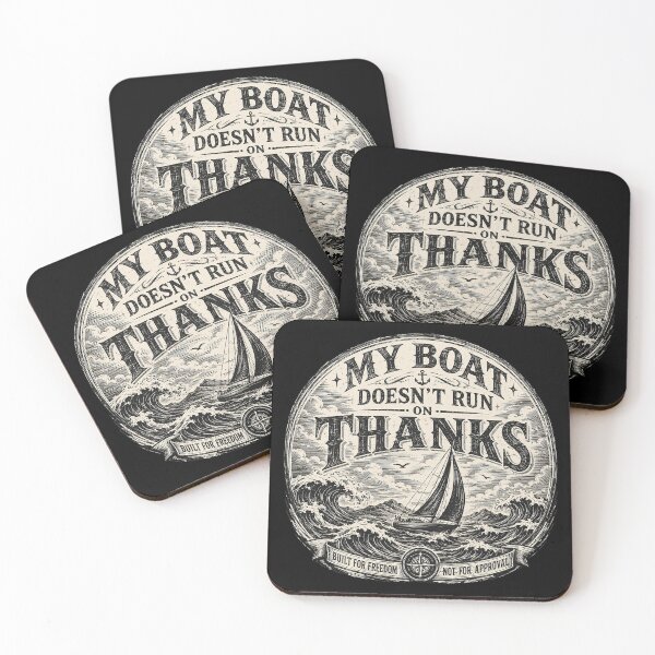 Item preview, My Boat Doesn’t Run On Thanks Vintage Nautical Sailing Quote designed and sold by Abidel.
