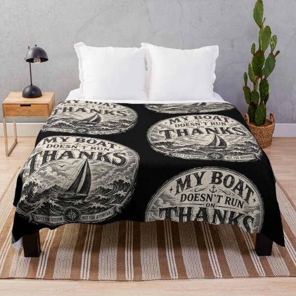 Item preview, My Boat Doesn’t Run On Thanks Vintage Nautical Sailing Quote designed and sold by Abidel.