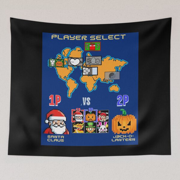 Item preview, PLAYER SELECT: Santa Claus VS Jack-O-Lantern designed and sold by FREEKNSTEIN.