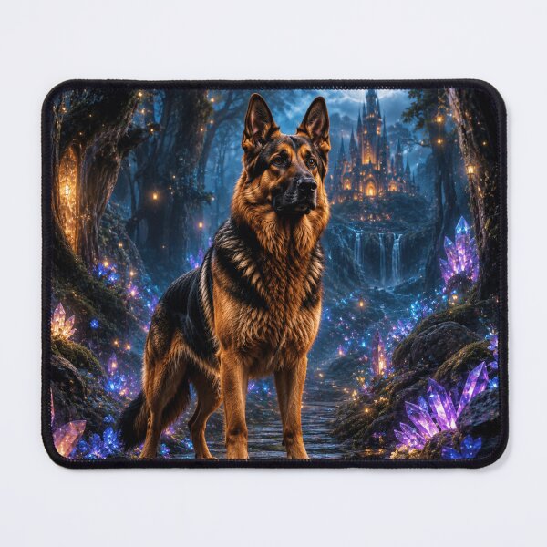 Item preview, Fantasy German Shepherd Enchanted Forest designed and sold by ASWIN STUDIO.
