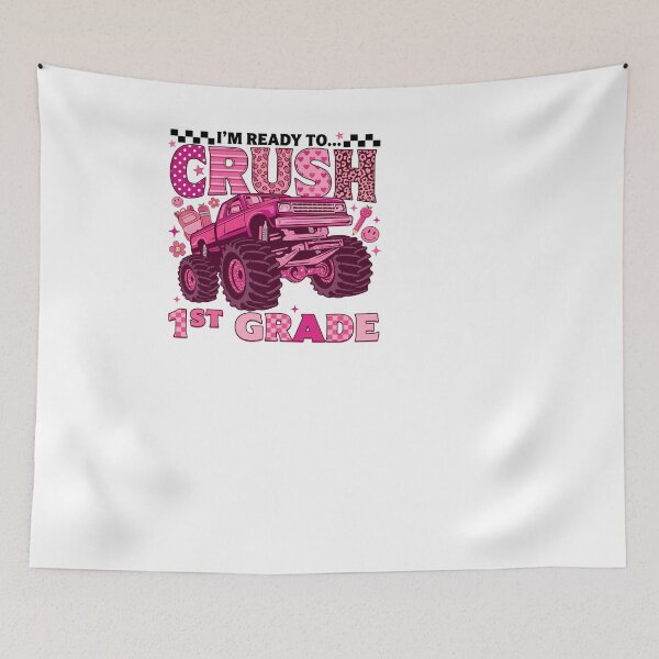 Item preview, Ready To Crush 1st Grade Pink Monster Truck Girls designed and sold by KroghDs.