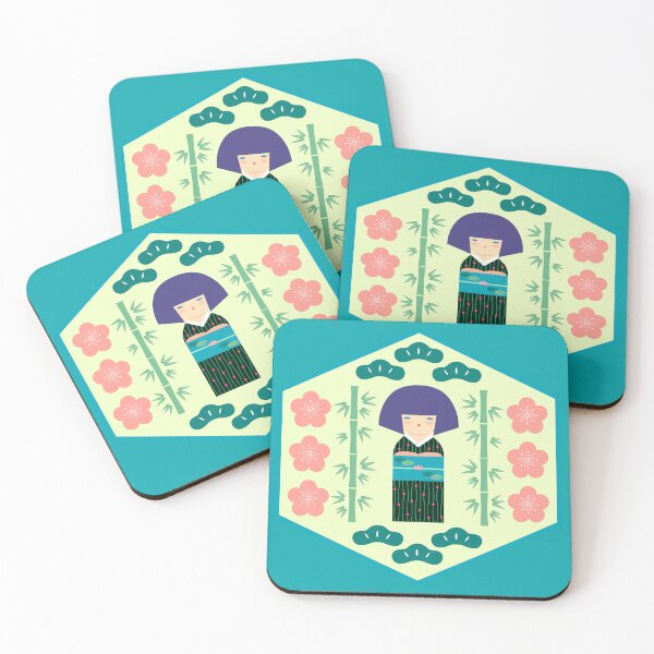 Item preview, Cute Kokeshi Doll Hexagon Pattern designed and sold by Ama Zuan.