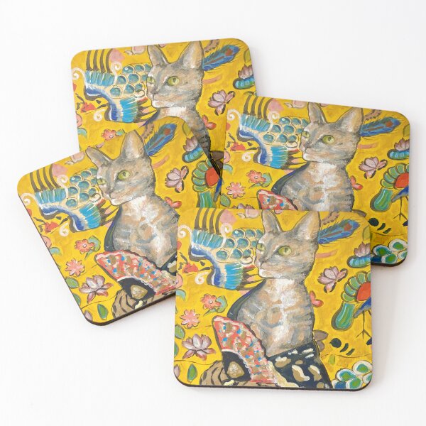 Item preview, Cat with Fan, an Ode to Klimt’s Lady with Fan designed and sold by ArtwithaFriend.