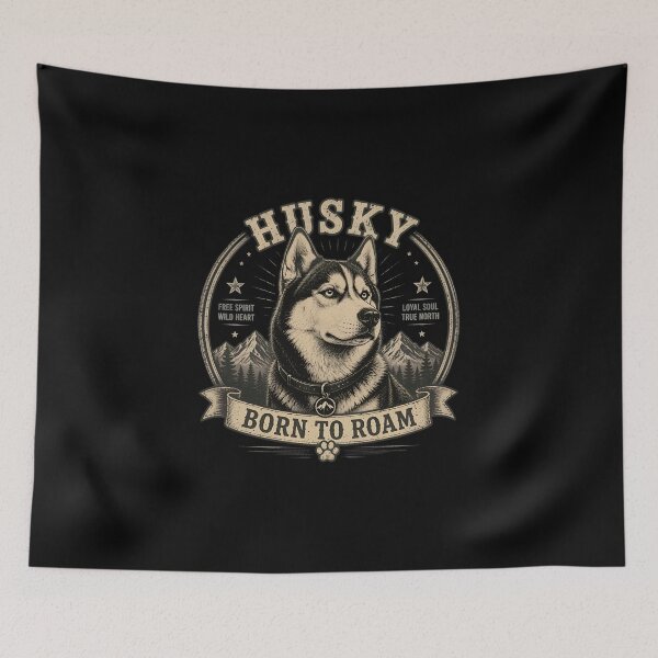 Item preview, Husky "Born to Roam" Vintage Dog Emblem designed and sold by SoyLamderma.