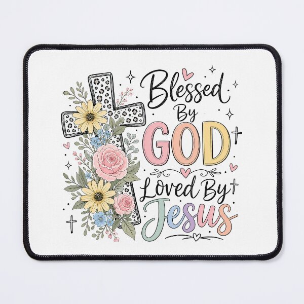 Item preview, Christian Inspirational Quote, Blessed By God Loved By Jesus designed and sold by graphic-genie.