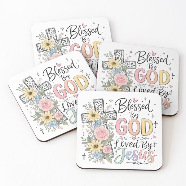 Item preview, Christian Inspirational Quote, Blessed By God Loved By Jesus designed and sold by graphic-genie.