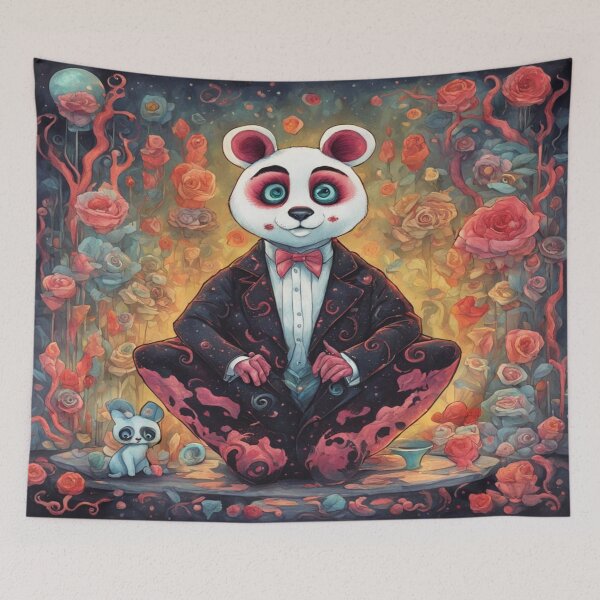 Item preview, Fantasy Panda Character with Decorative Floral Harmony designed and sold by FotoworldEdel.