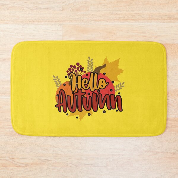 Item preview, Hello Autumn – Cute Fall Pumpkin and Leaves Seasonal Design designed and sold by HappyNestIN.