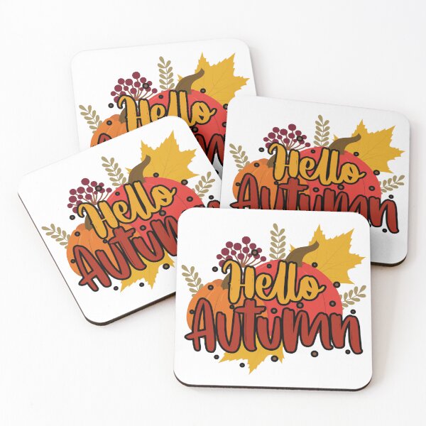Item preview, Hello Autumn – Cute Fall Pumpkin and Leaves Seasonal Design designed and sold by HappyNestIN.