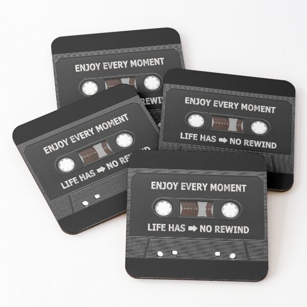 Item preview, Enjoy Every Moment Cassette Tape Poster - Life Has No Rewind Motivational Wall Art Print designed and sold by MorningJoco.