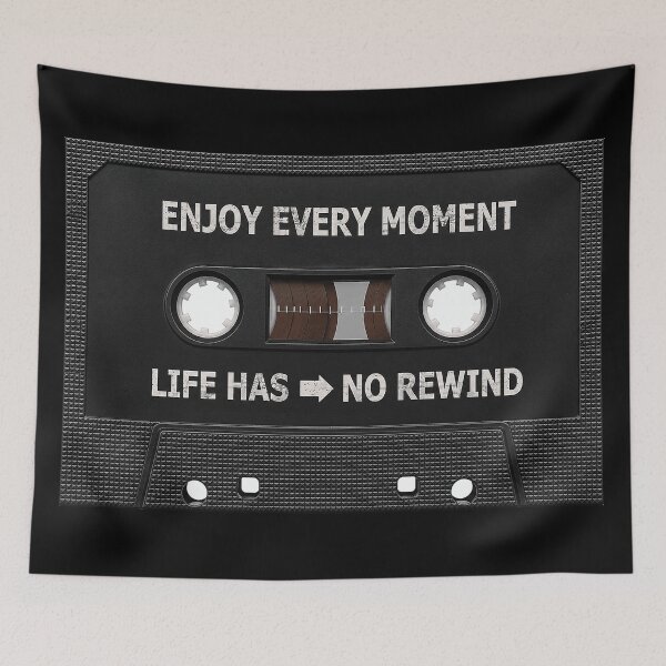 Item preview, Enjoy Every Moment Cassette Tape Poster - Life Has No Rewind Motivational Wall Art Print designed and sold by MorningJoco.