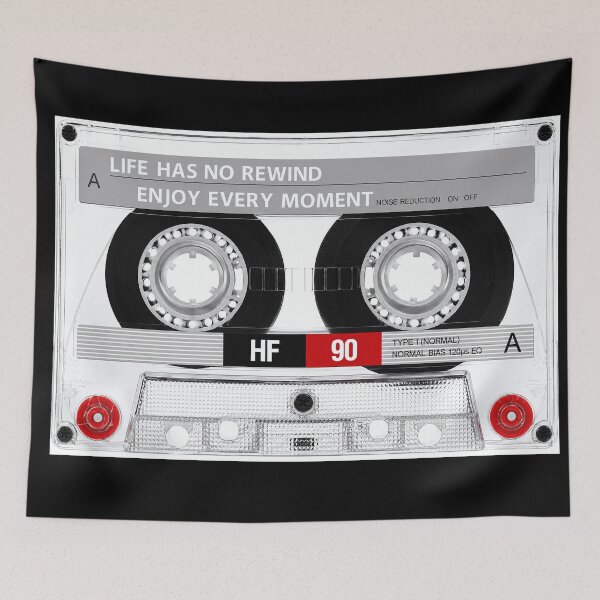 Item preview, Life Has No Rewind Cassette Tape Poster - Enjoy Every Moment Motivational Wall Art Print designed and sold by HappyGrandmaUB.