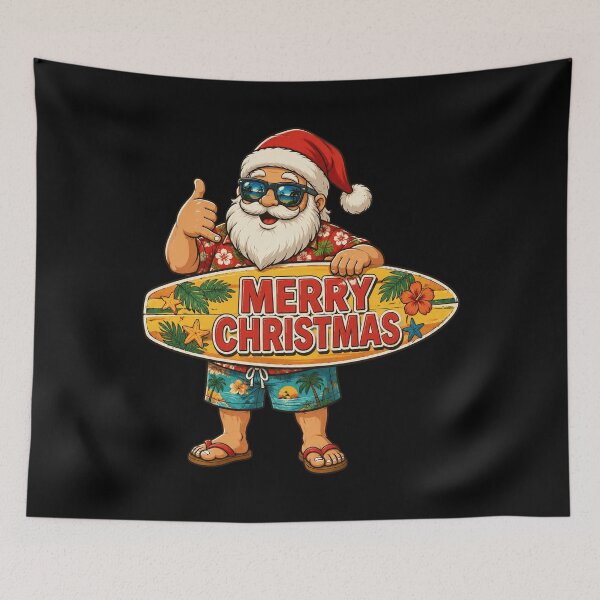 Item preview, Santa Surfing Hawaiian Beach Christmas in July Tropical Funny Xmas designed and sold by OlakunleOloroz.