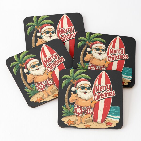Item preview, Santa Surfing Hawaiian Beach Christmas in July Tropical Xmas designed and sold by OlakunleOloroz.