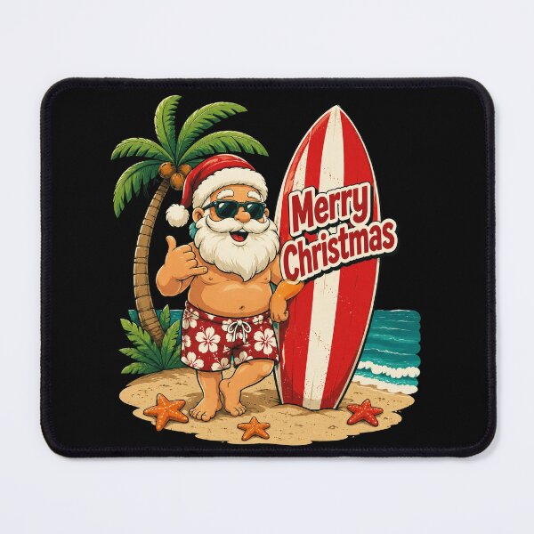 Item preview, Santa Surfing Hawaiian Beach Christmas in July Tropical Xmas designed and sold by OlakunleOloroz.