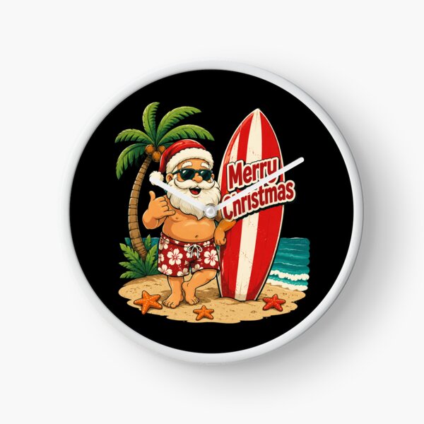 Item preview, Santa Surfing Hawaiian Beach Christmas in July Tropical Xmas designed and sold by OlakunleOloroz.