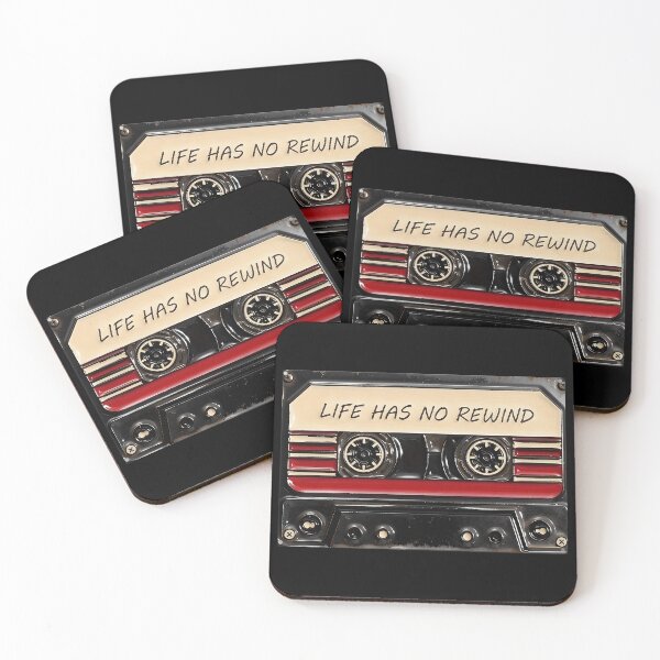 Item preview, Life Has No Rewind Cassette Tape Poster - Vintage Red Black Motivational Wall Art Print designed and sold by HappyGrandmaUB.