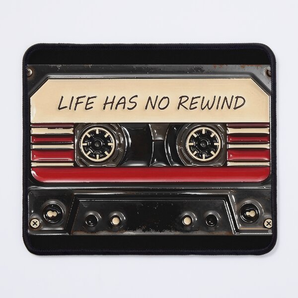 Item preview, Life Has No Rewind Cassette Tape Poster - Vintage Red Black Motivational Wall Art Print designed and sold by HappyGrandmaUB.