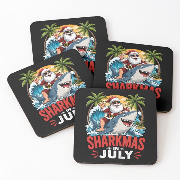 Item preview, Sharkmas Santa Claus Riding Shark Christmas in July designed and sold by OlakunleOloroz.