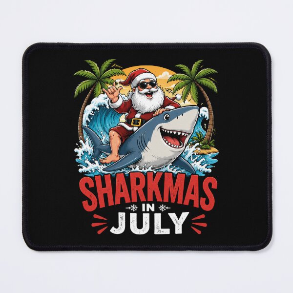 Item preview, Sharkmas Santa Claus Riding Shark Christmas in July designed and sold by OlakunleOloroz.