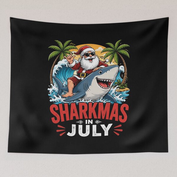 Item preview, Sharkmas Santa Claus Riding Shark Christmas in July designed and sold by OlakunleOloroz.