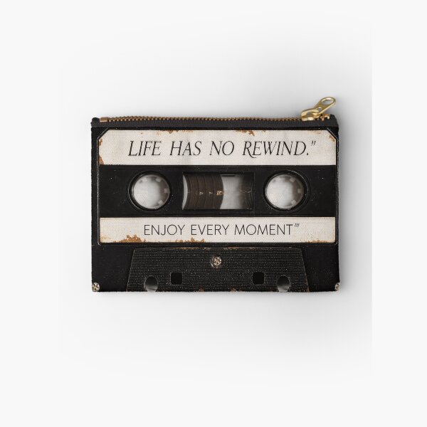 Item preview, Life Has No Rewind Vintage Cassette Tape Poster - Red Black Retro Motivational Wall Art designed and sold by scrambledpeg.