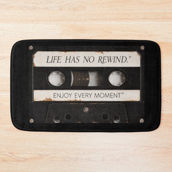 Item preview, Life Has No Rewind Vintage Cassette Tape Poster - Red Black Retro Motivational Wall Art designed and sold by scrambledpeg.