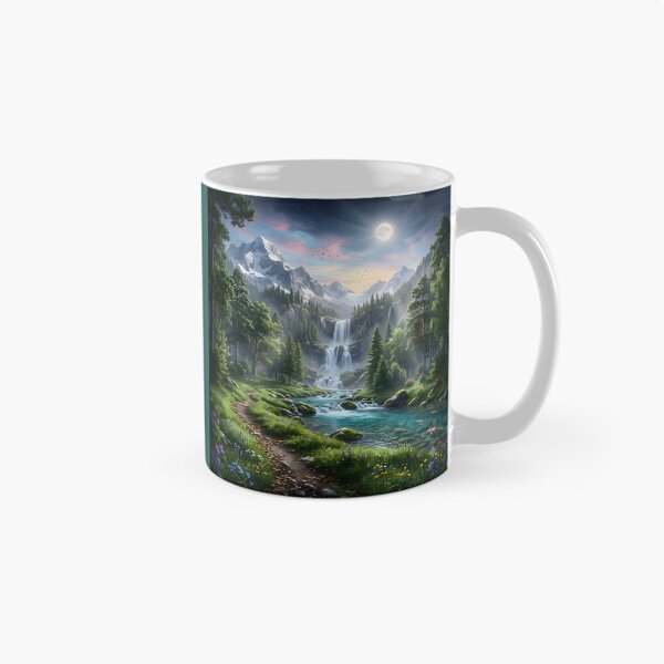 Item preview, Moonlit Alpine Waterfall Landscape designed and sold by hutofdesigns.