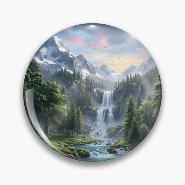 Item preview, Moonlit Alpine Waterfall Landscape designed and sold by hutofdesigns.