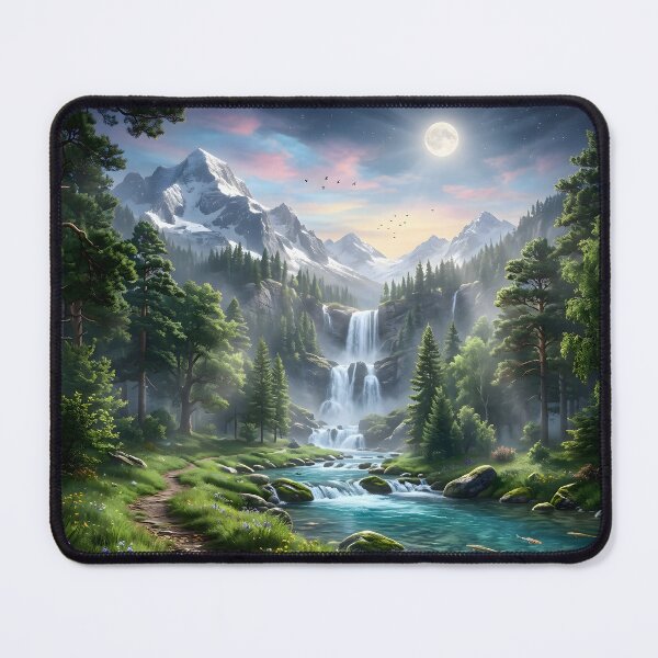 Item preview, Moonlit Alpine Waterfall Landscape designed and sold by hutofdesigns.