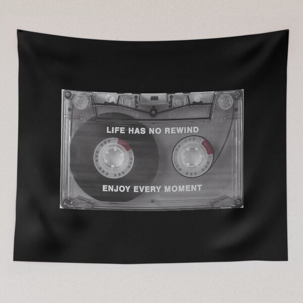 Item preview, Life Has No Rewind Distressed Cassette Tape Poster - Enjoy Every Moment Vintage Wall Art designed and sold by MorningJoco.