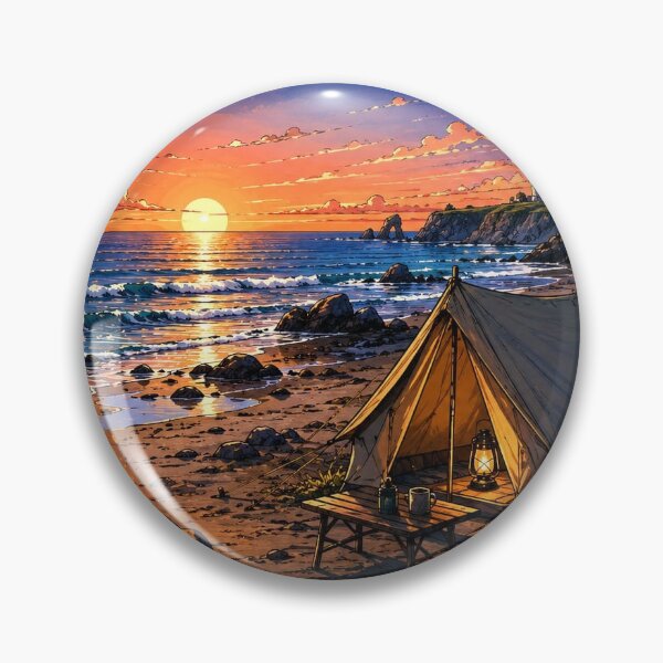 Item preview, Coastal sunset camping adventure sticker designed and sold by Zetz99.