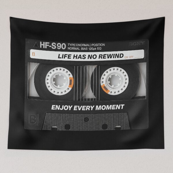 Item preview, Life Has No Rewind Transparent Cassette Tape Poster - Enjoy Every Moment Motivational Wall Art designed and sold by HappyGrandmaUB.