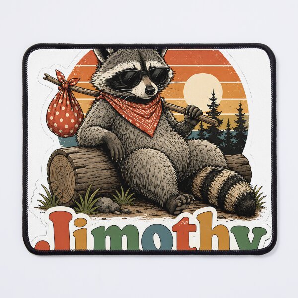 Item preview, Cool Nomad Raccoon Jimothy – Vintage Hobo Traveler designed and sold by Jaideep Walia.