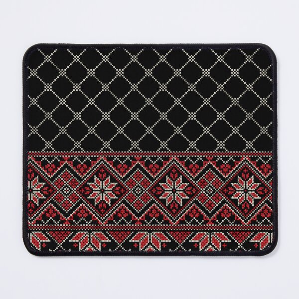 Item preview, Palestinian Arabic Keffiyeh Hatta Traditional Tatreez Design -Red Cream on Black designed and sold by Hurriyyatee.