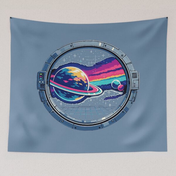 Item preview, Synthwave Retro Anime Space Station Porthole designed and sold by KungPowUnicorn.