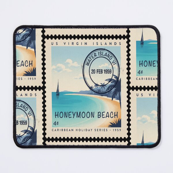 Item preview, Water Island USVI Honeymoon Beach Turquoise Stamp Sticker designed and sold by stickercuffs.