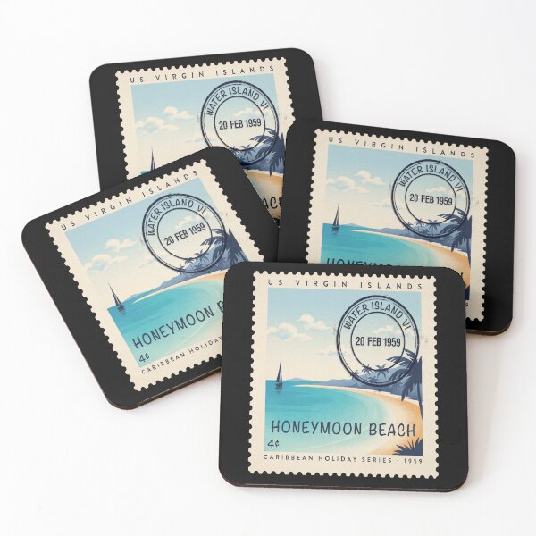 Artikelvorschau, Water Island USVI Honeymoon Beach Türkis Stempelaufkleber entworfen und verkauft von stickercuffs.