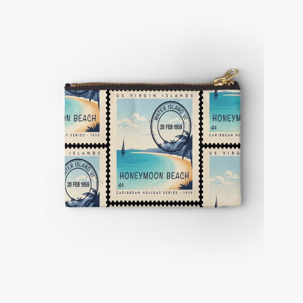 Aperçu de l'œuvre Water Island, Îles Vierges américaines, plage de lune de miel, autocollant turquoise créée et vendue par stickercuffs.