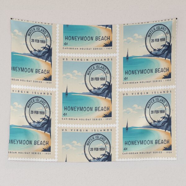 Item preview, Water Island USVI Honeymoon Beach Turquoise Stamp Sticker designed and sold by stickercuffs.
