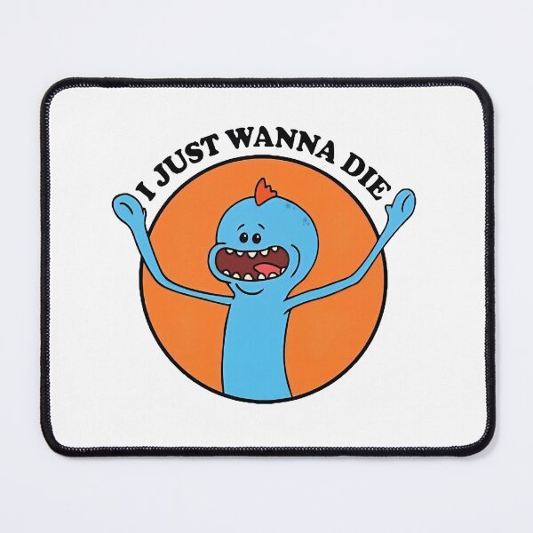 Item preview, I Just Wanna Die – Dark Humor Blue Cartoon Meme Art designed and sold by PosterFuel.