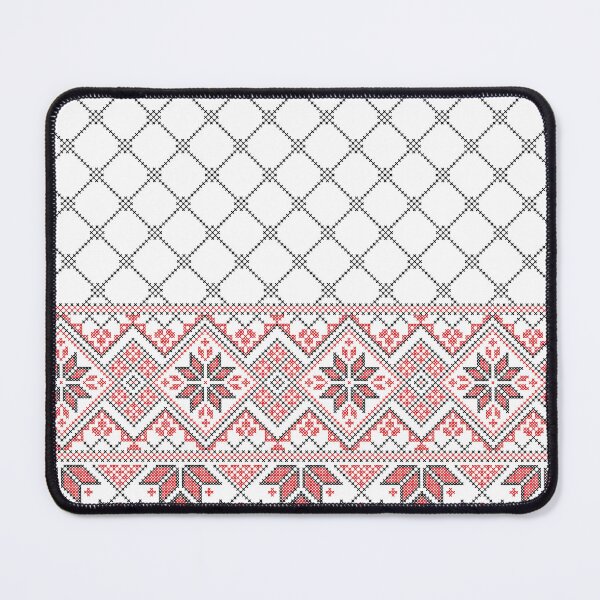 Item preview, Tatreez art Palestine Traditional Embroidery Pattern -Red Black on White designed and sold by Hurriyyatee.
