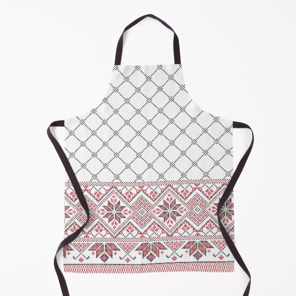 Item preview, Tatreez art Palestine Traditional Embroidery Pattern -Red Black on White designed and sold by Hurriyyatee.